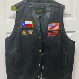 Black leather riding vest